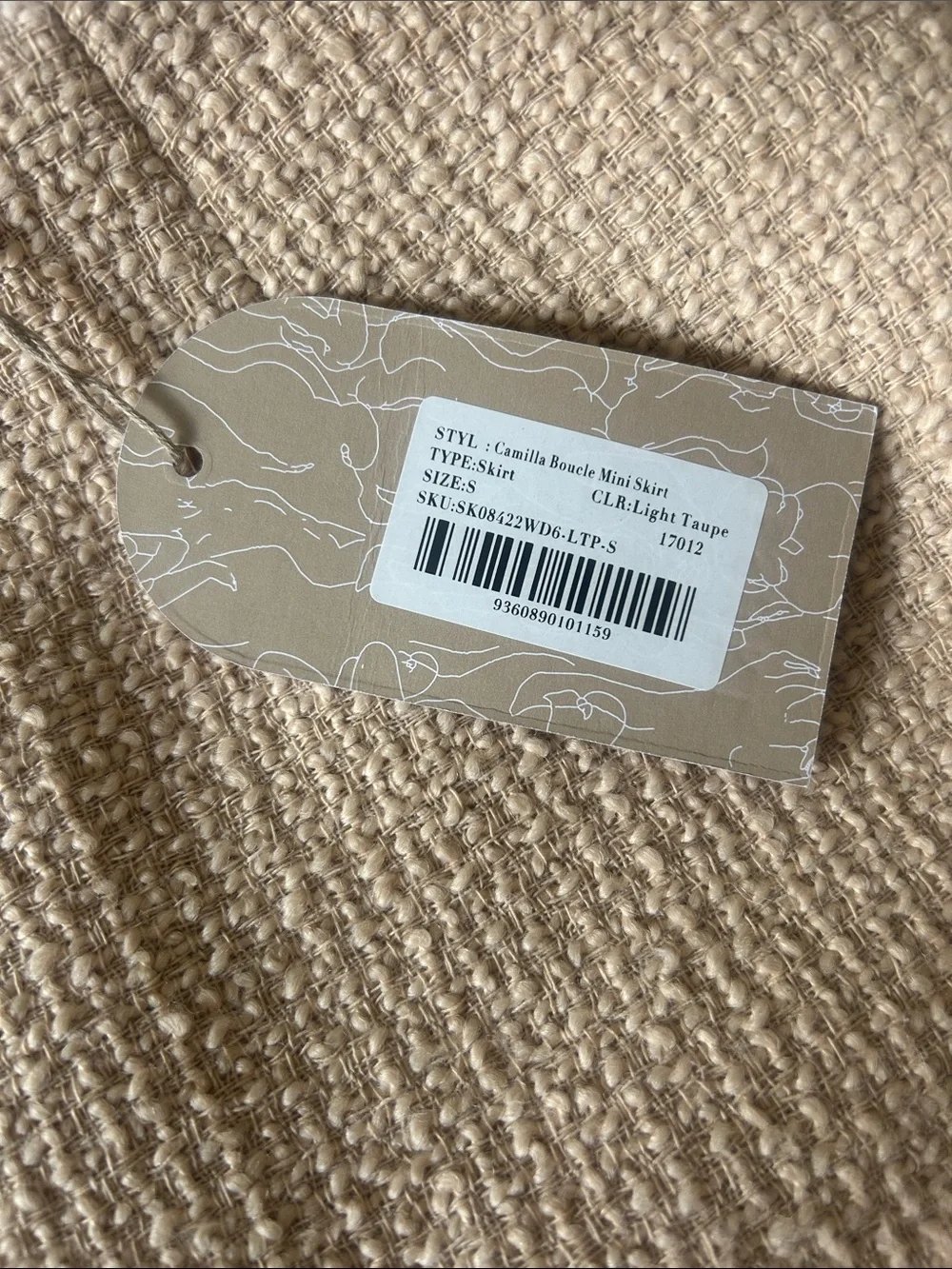 MESHKI Beige Bouclé A-Line Mini Skirt
